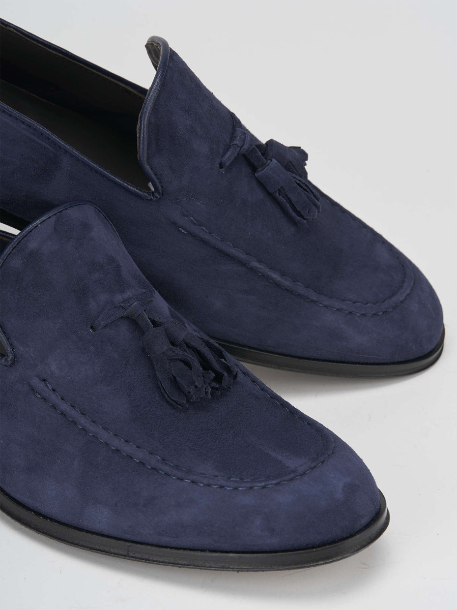 Loafers heel 2 cm blu suede