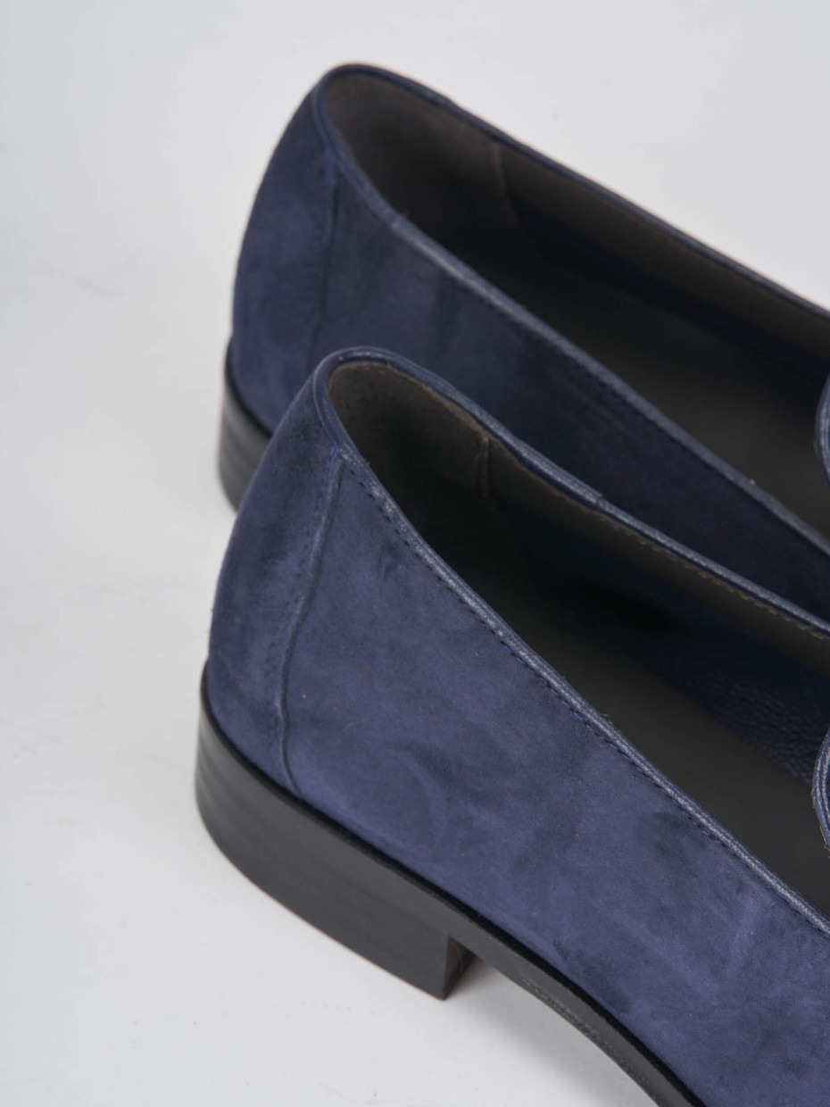 Loafers heel 2 cm blu suede