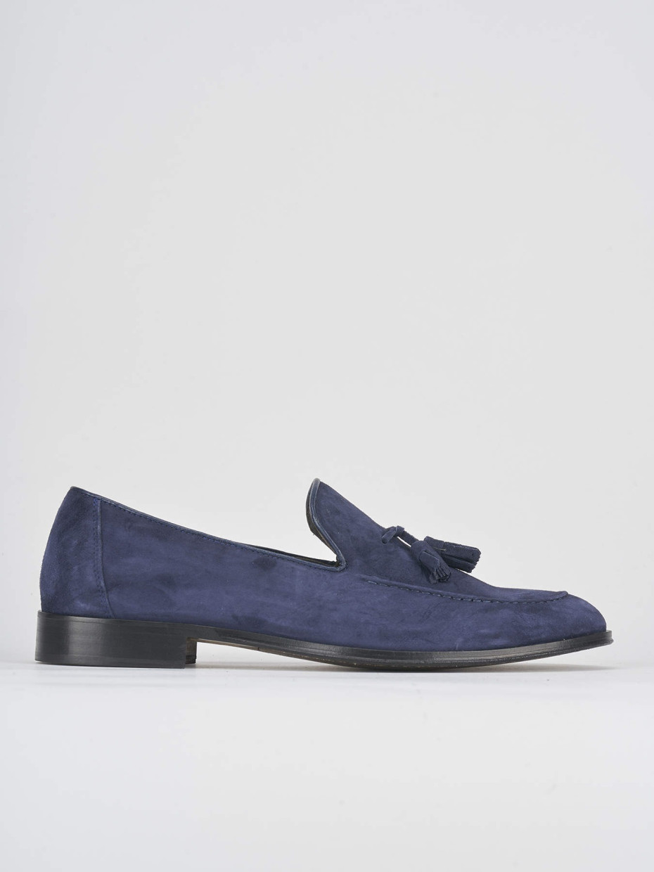 Loafers heel 2 cm blu suede