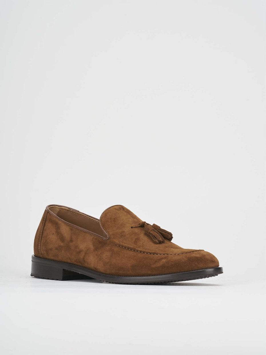 Loafers heel 1 cm brown suede