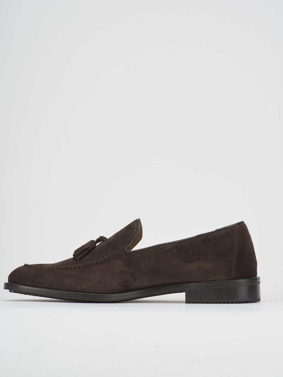 Loafers heel 1 cm dark brown suede