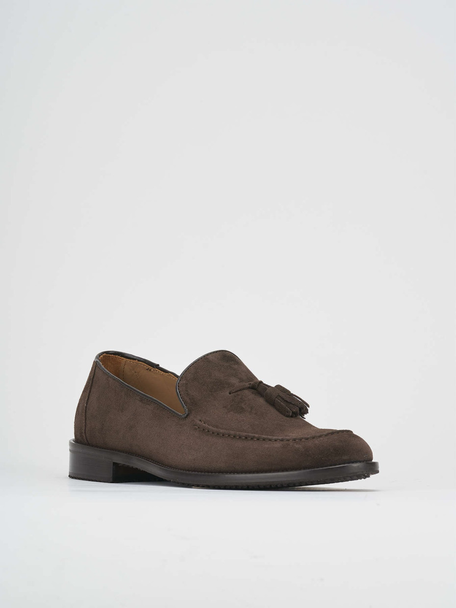 Loafers heel 1 cm dark brown suede