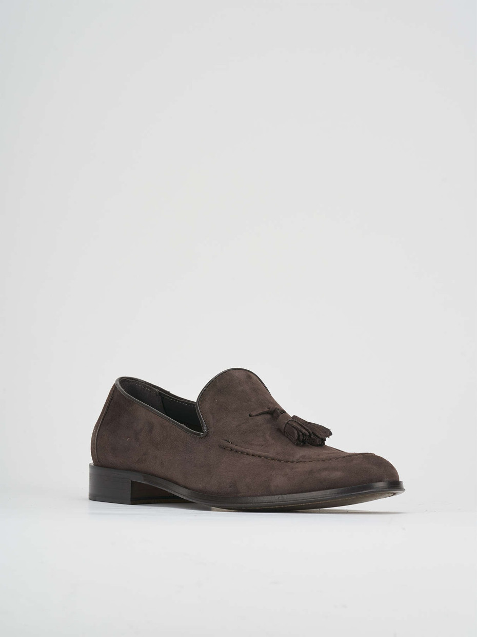 Loafers heel 2 cm dark brown suede