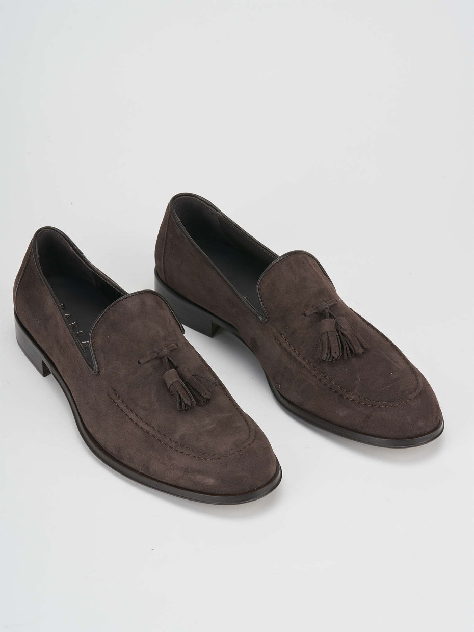 Loafers heel 2 cm dark brown suede