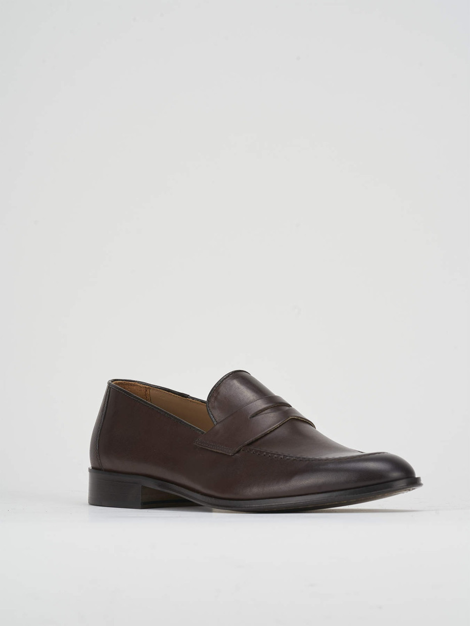 Loafers heel 1 cm dark brown leather