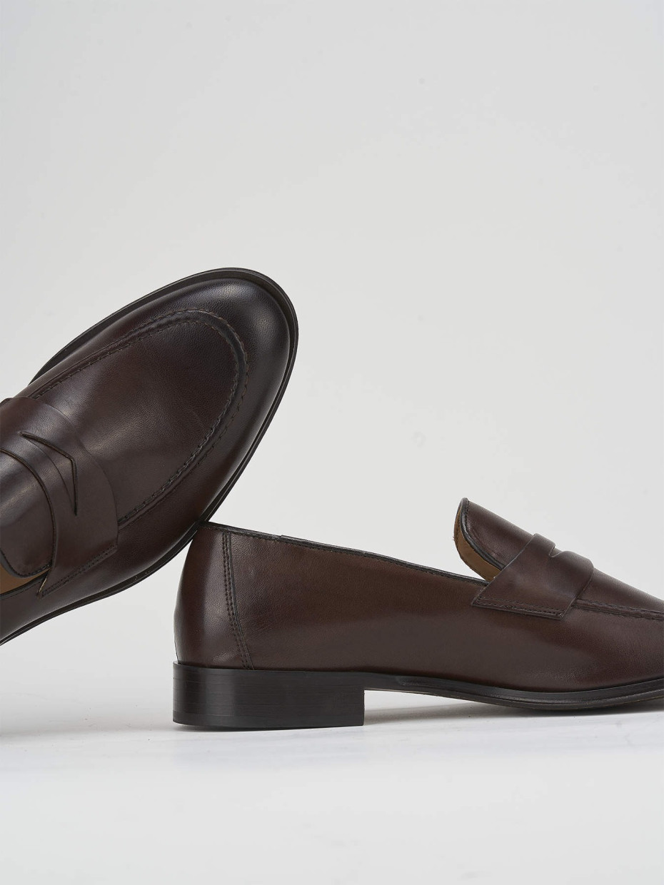 Loafers heel 1 cm dark brown leather