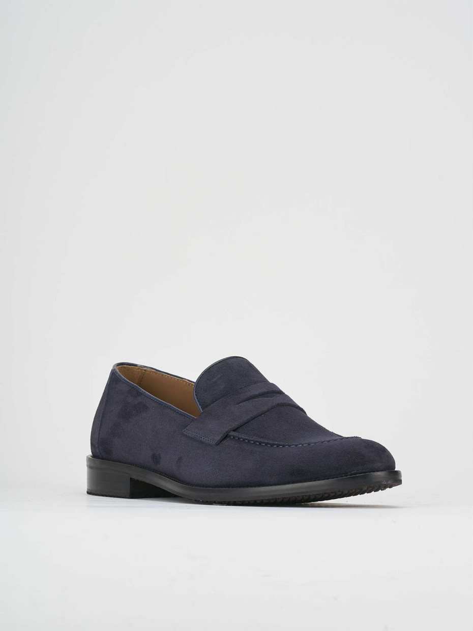 Loafers heel 1 cm blu suede