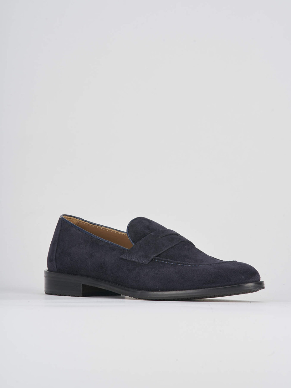 Loafers heel 1 cm blu suede