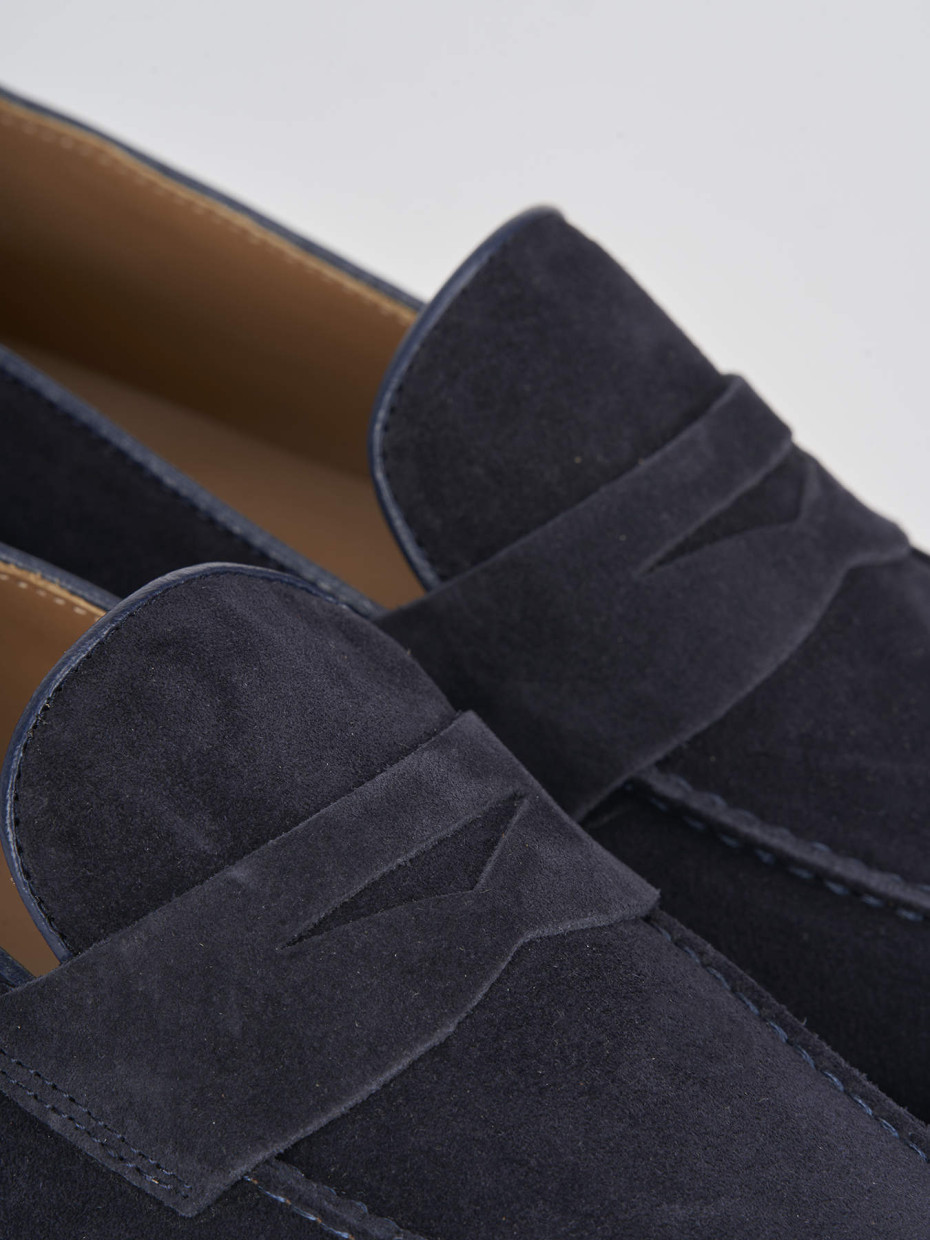 Loafers heel 1 cm blu suede