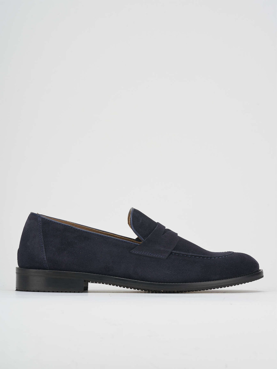 Loafers heel 1 cm blu suede