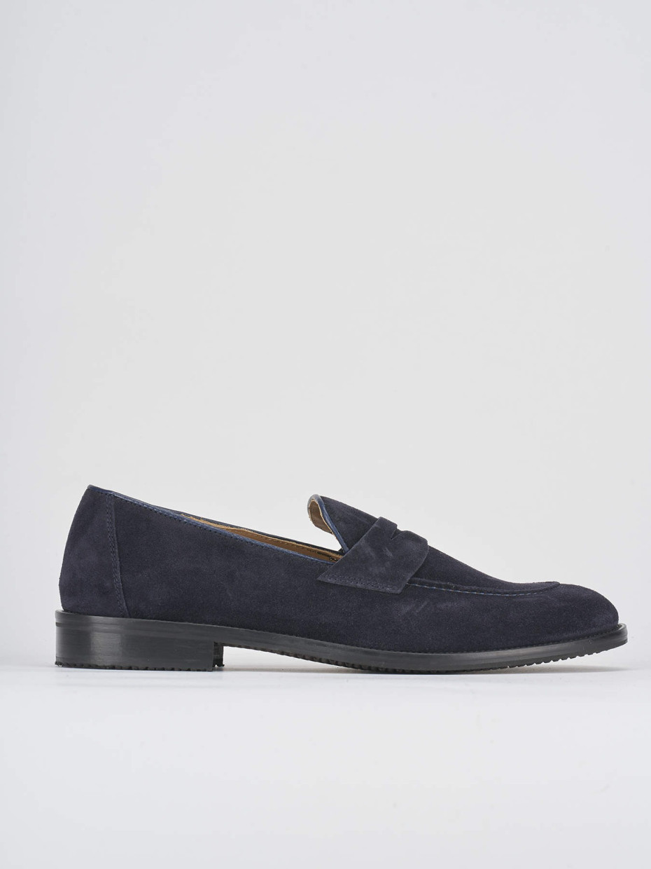 Loafers heel 1 cm blu suede