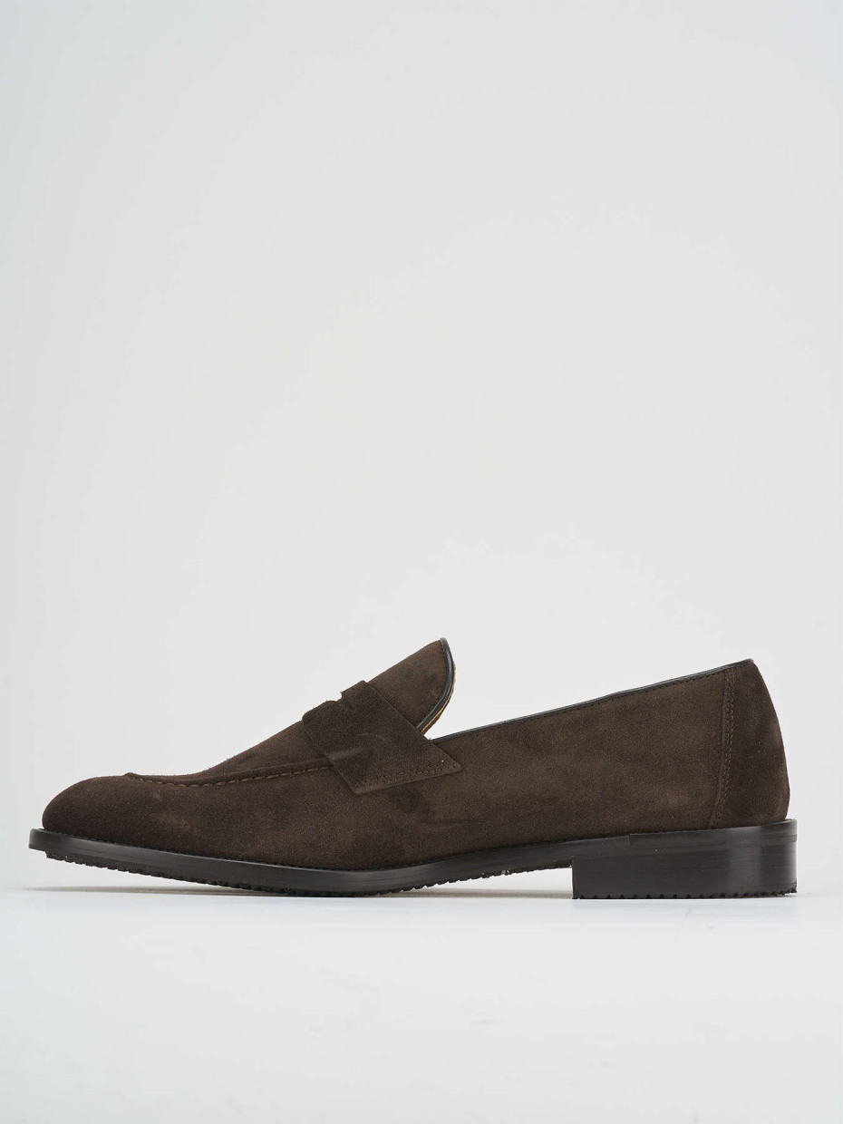 Loafers heel 1 cm dark brown suede