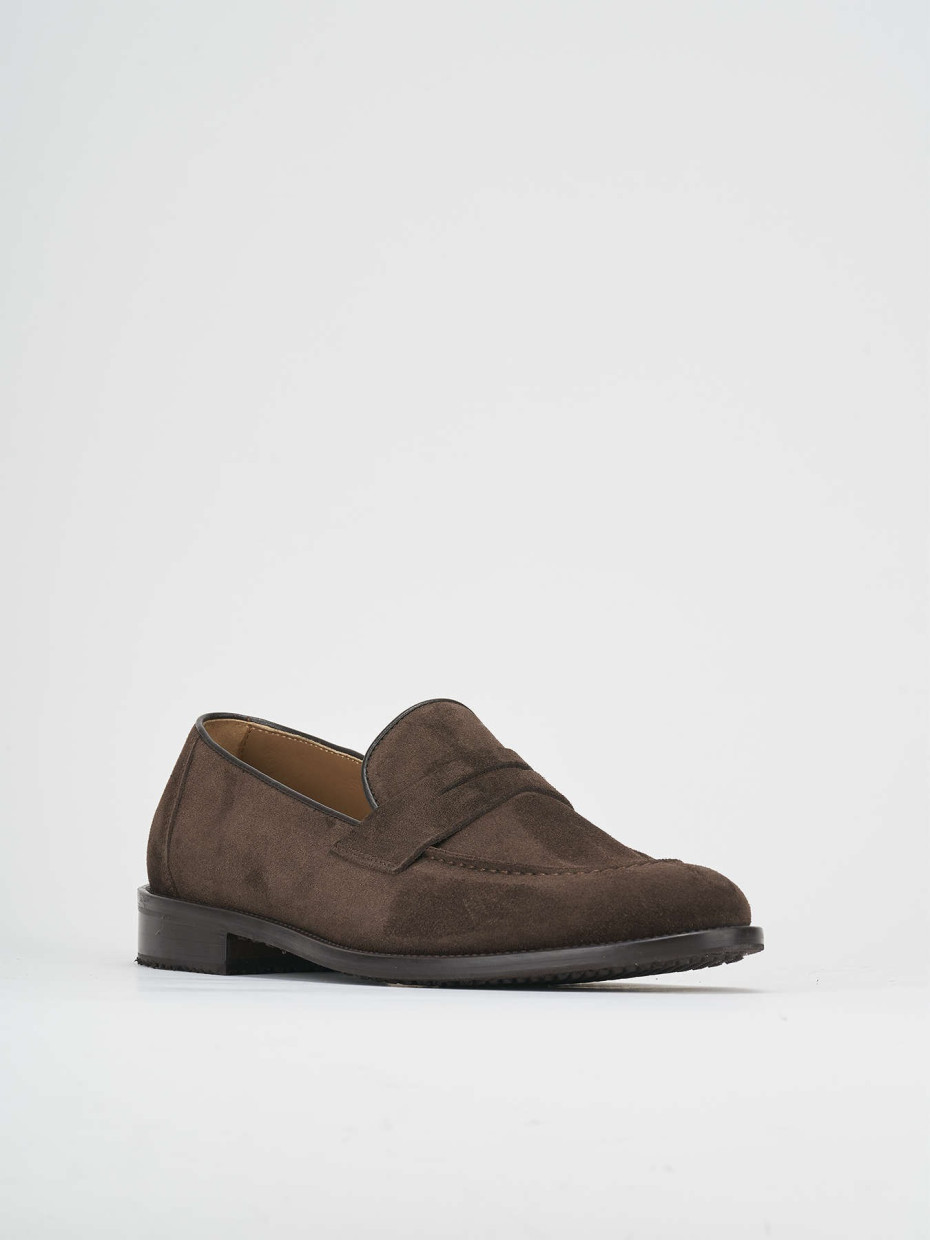 Loafers heel 1 cm dark brown suede