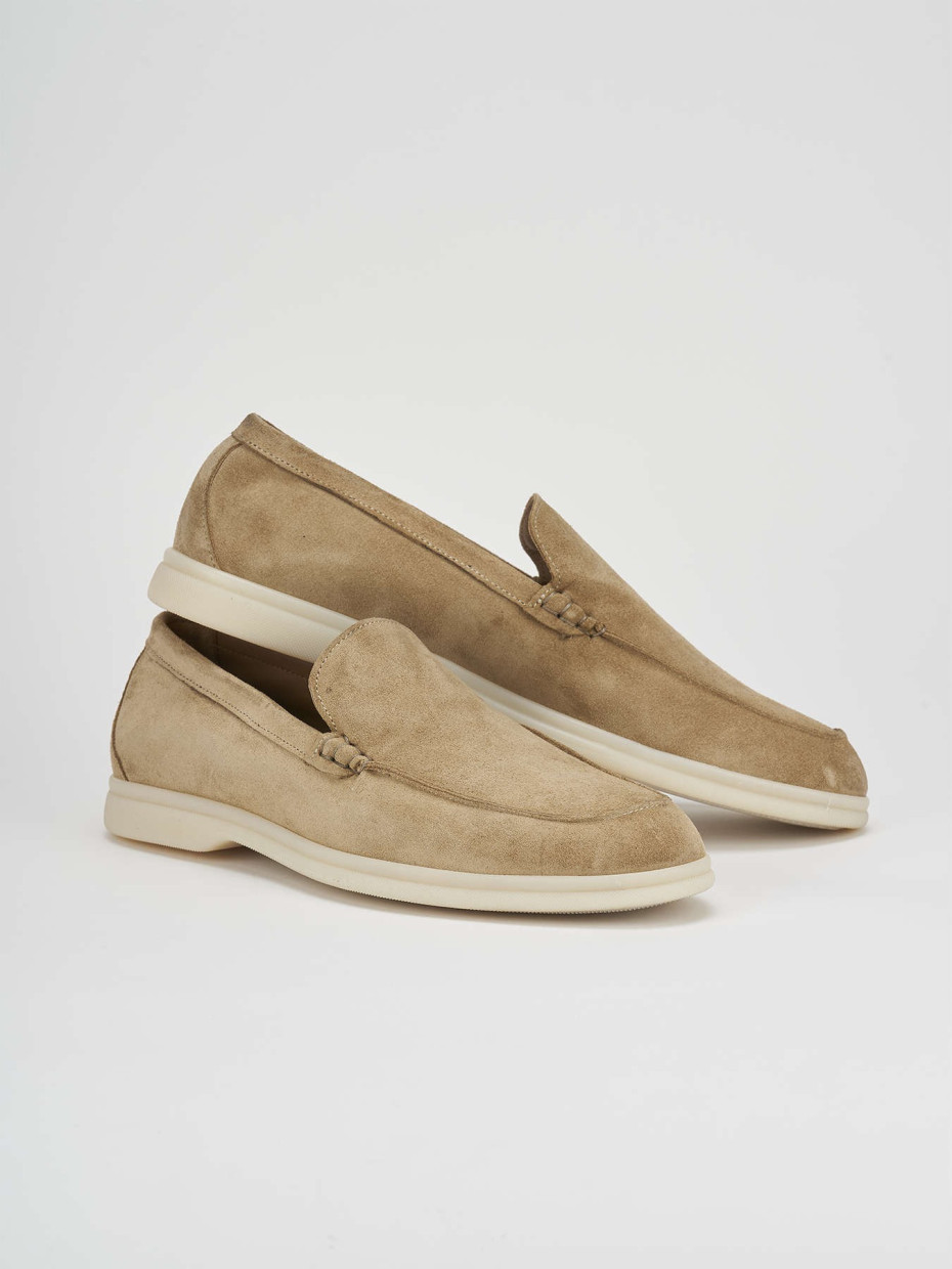 Loafers heel 1 cm beige suede