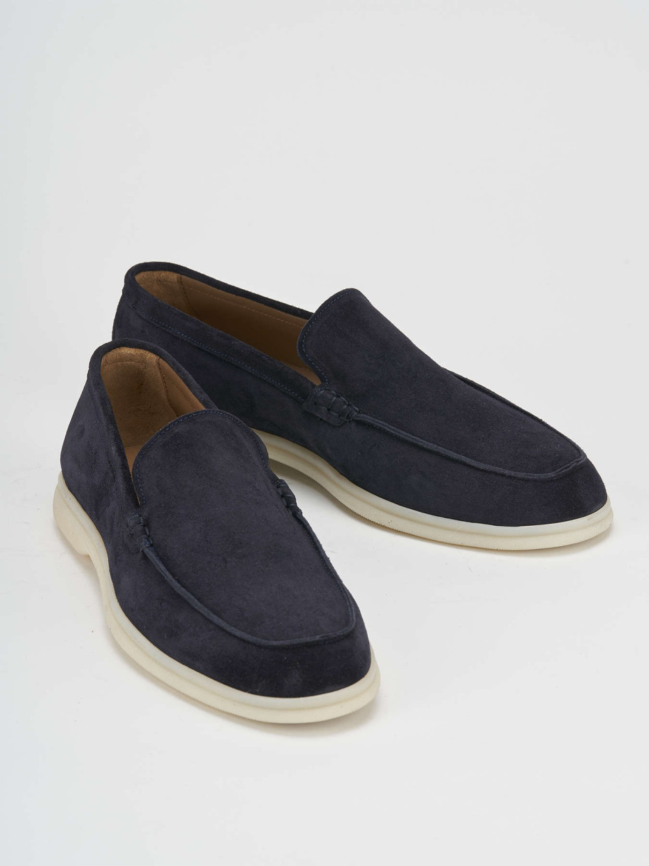 Loafers heel 1 cm blu suede