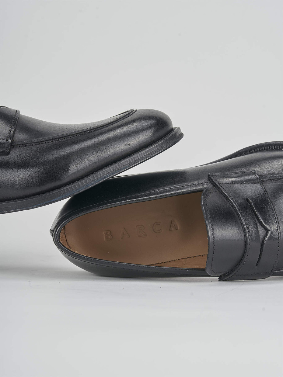 Loafers heel 1 cm black leather