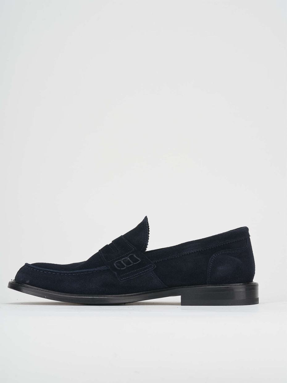 Loafers heel 1 cm blu suede