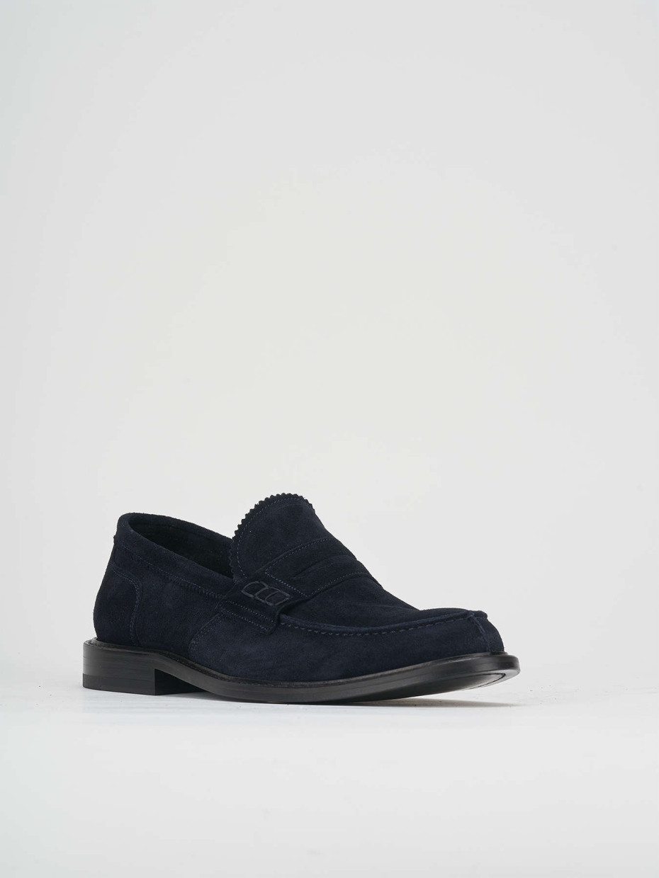 Loafers heel 1 cm blu suede