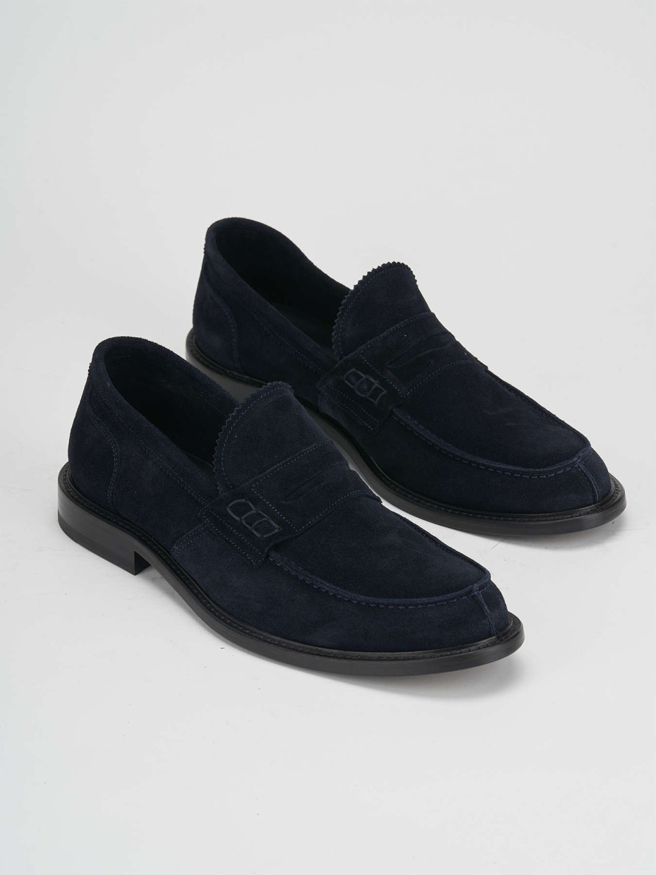 Loafers heel 1 cm blu suede