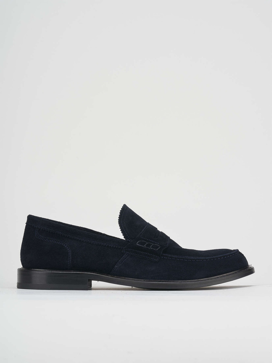 Loafers heel 1 cm blu suede