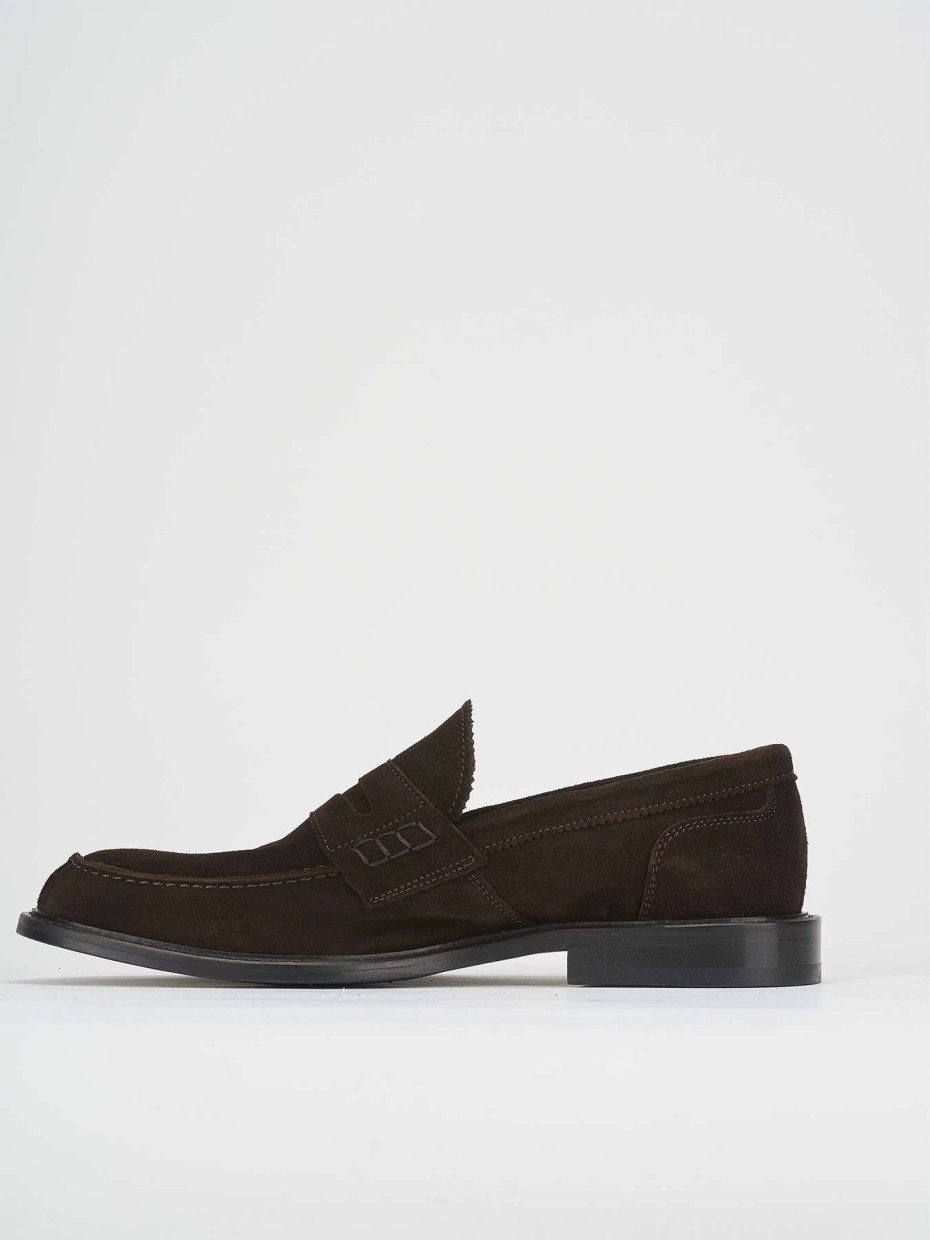 Loafers heel 1 cm dark brown suede