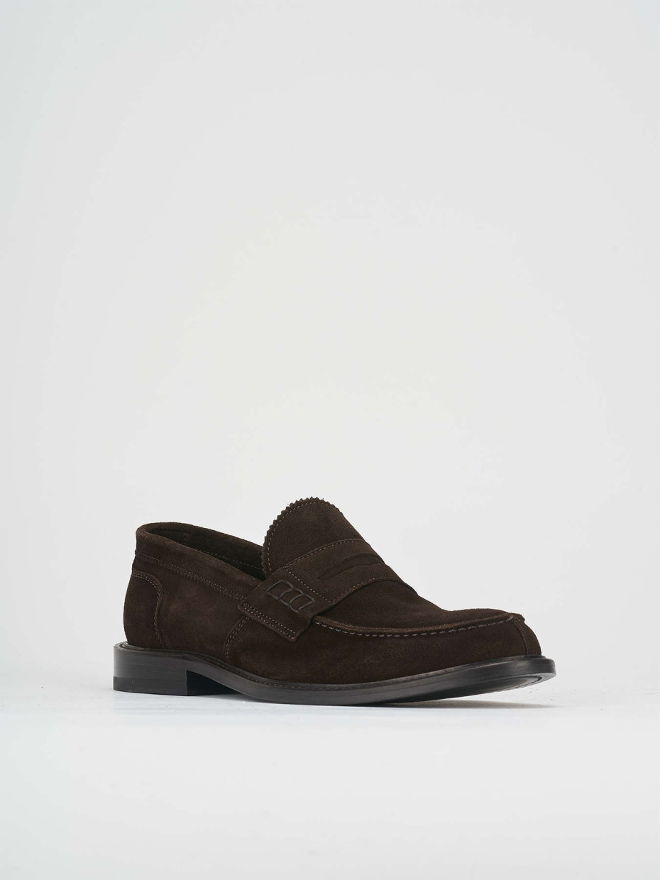 Loafers heel 1 cm dark brown suede