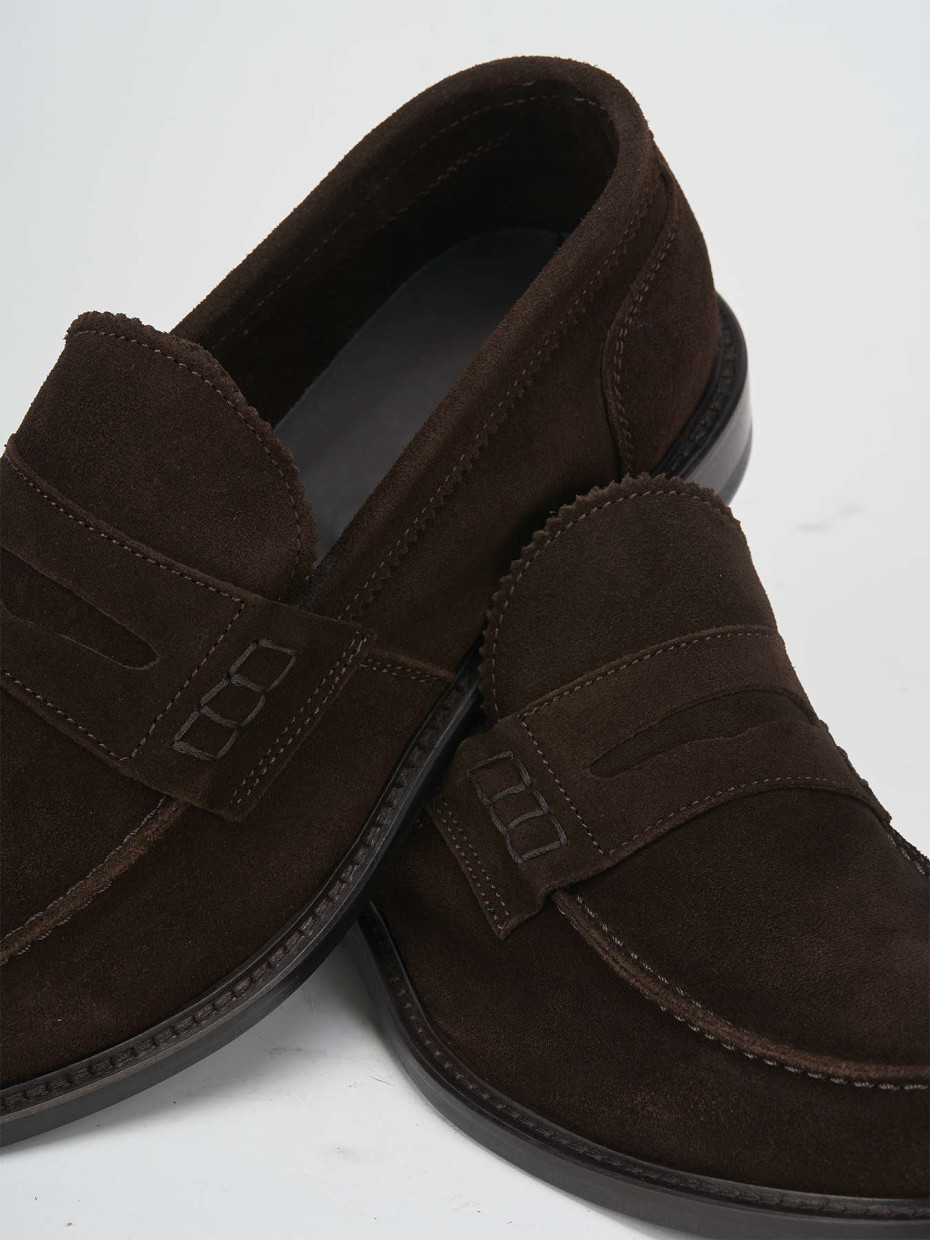 Loafers heel 1 cm dark brown suede