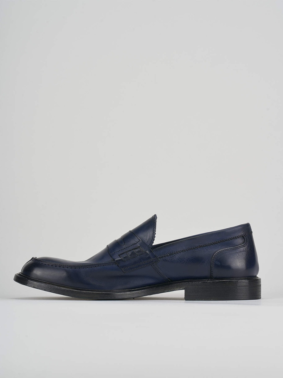 Loafers heel 2 cm blu leather