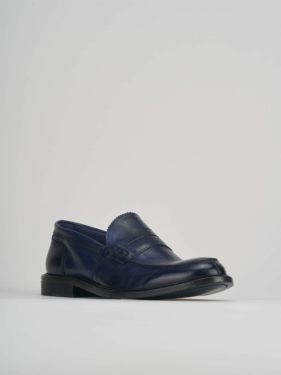 Loafers heel 2 cm blu leather