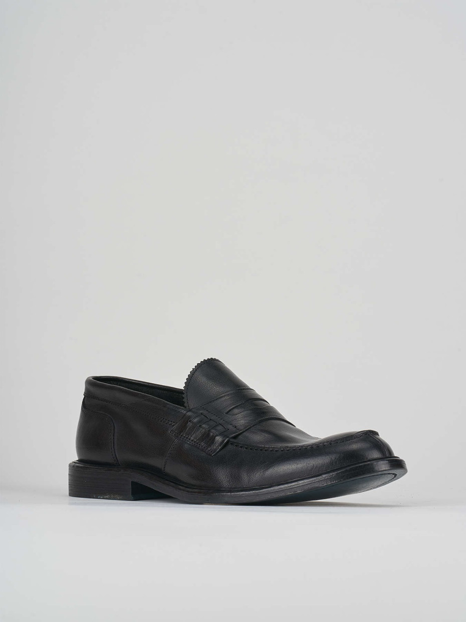 Mocassino tacco 2 cm nero pelle