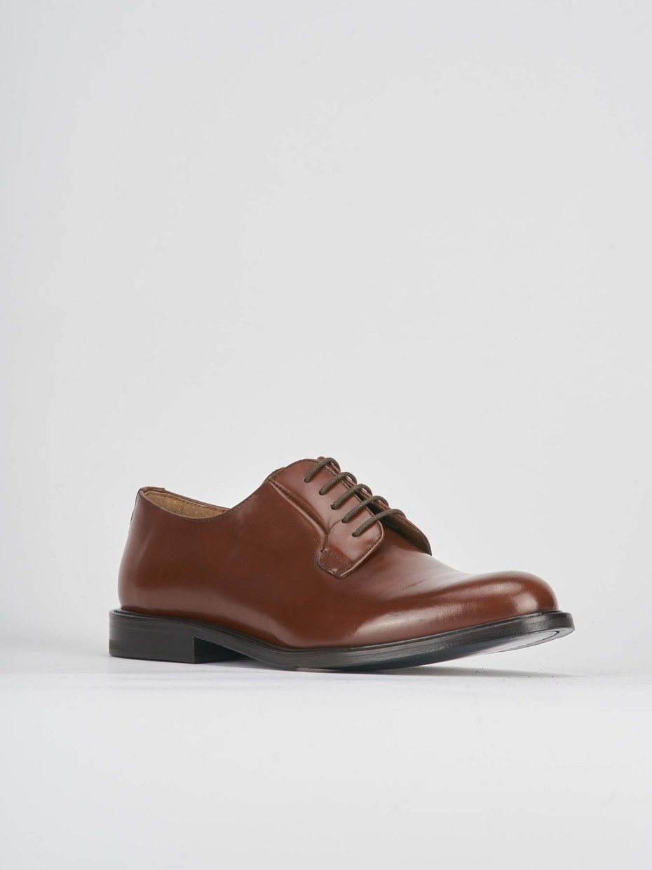 Lace-up shoes heel 1 cm brown leather