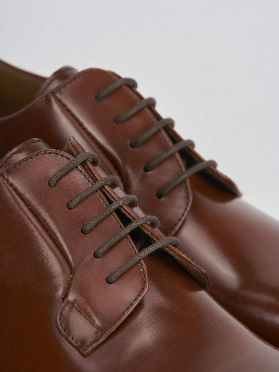 Lace-up shoes heel 1 cm brown leather