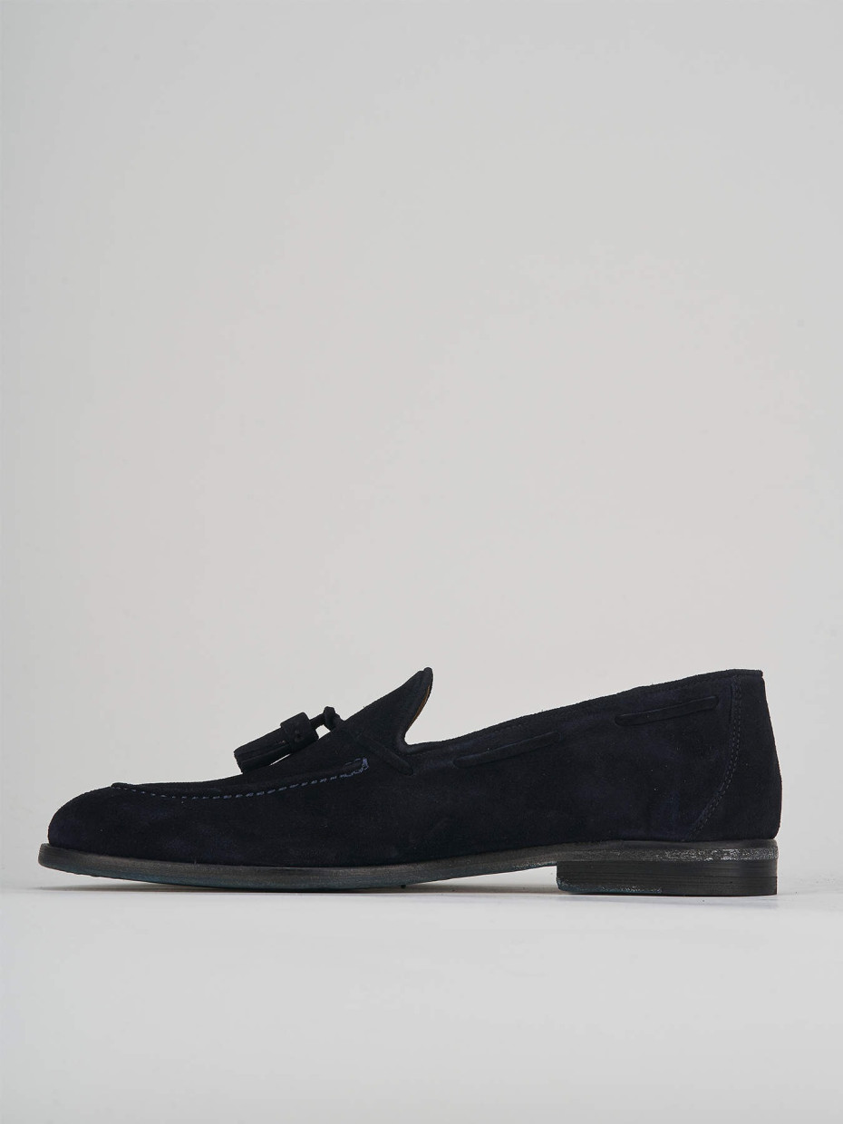 Loafers heel 2 cm blu suede