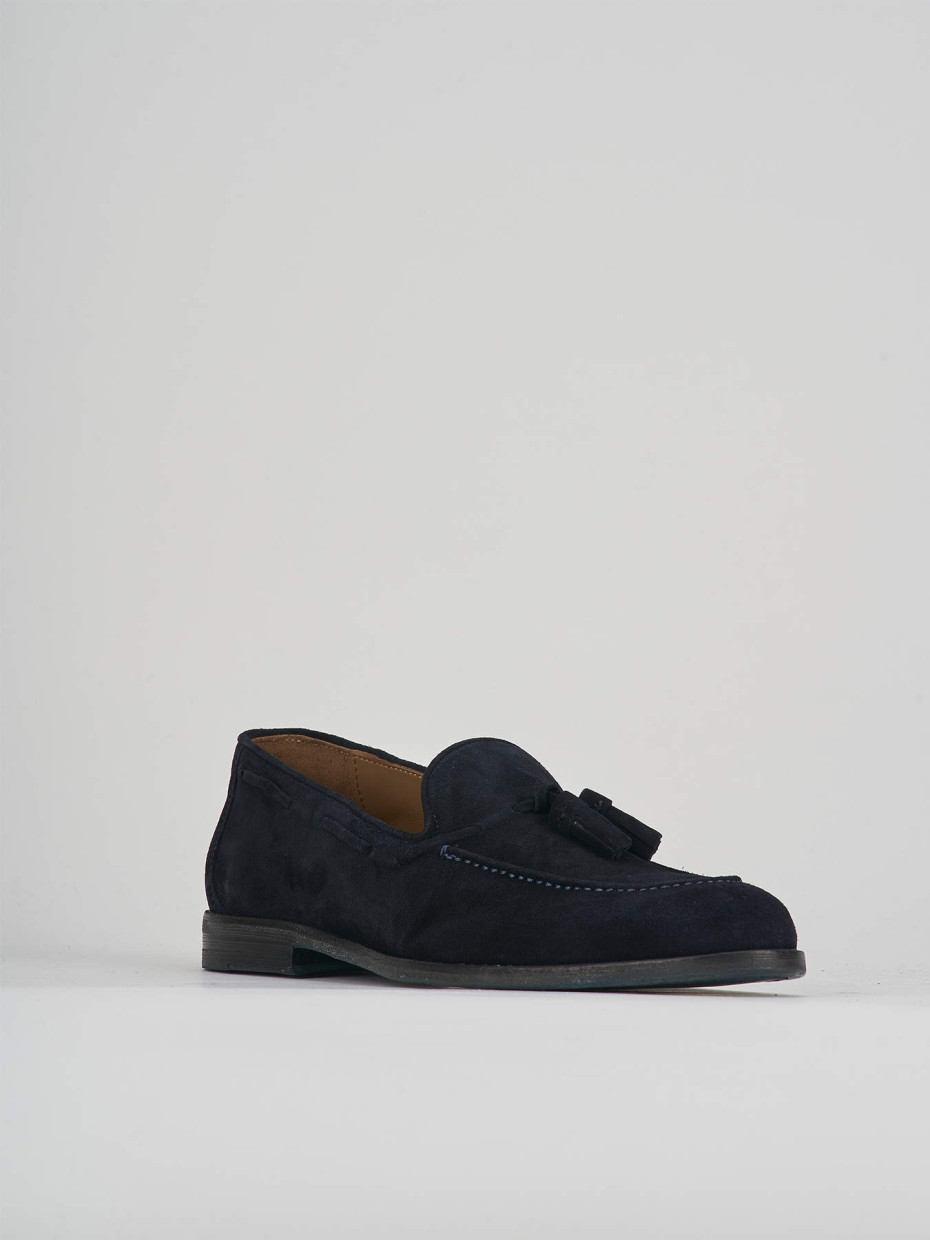 Loafers heel 2 cm blu suede