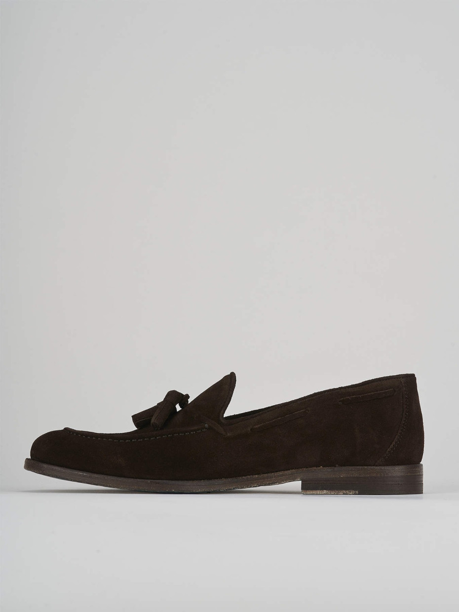 Loafers heel 2 cm dark brown suede