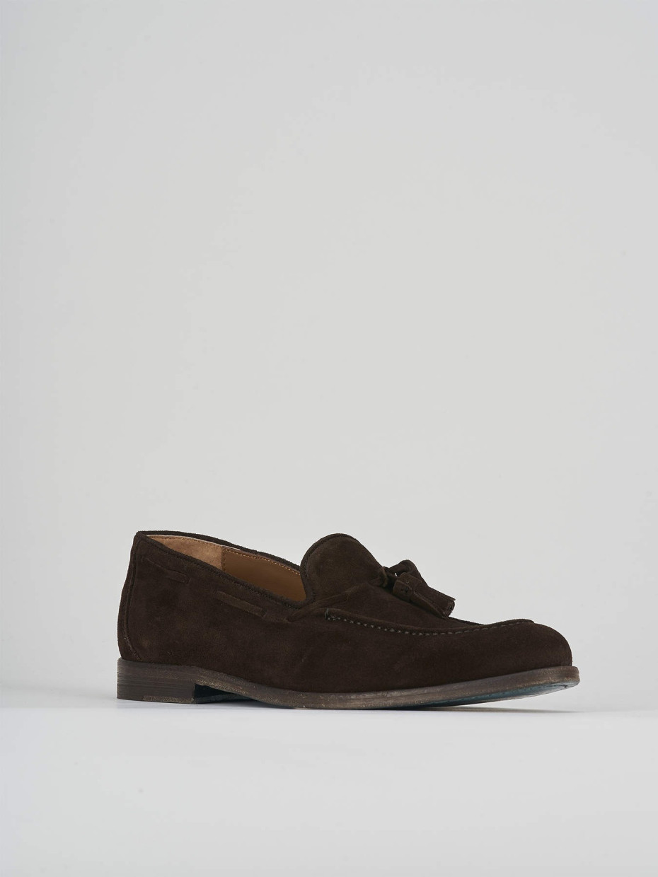 Loafers heel 2 cm dark brown suede