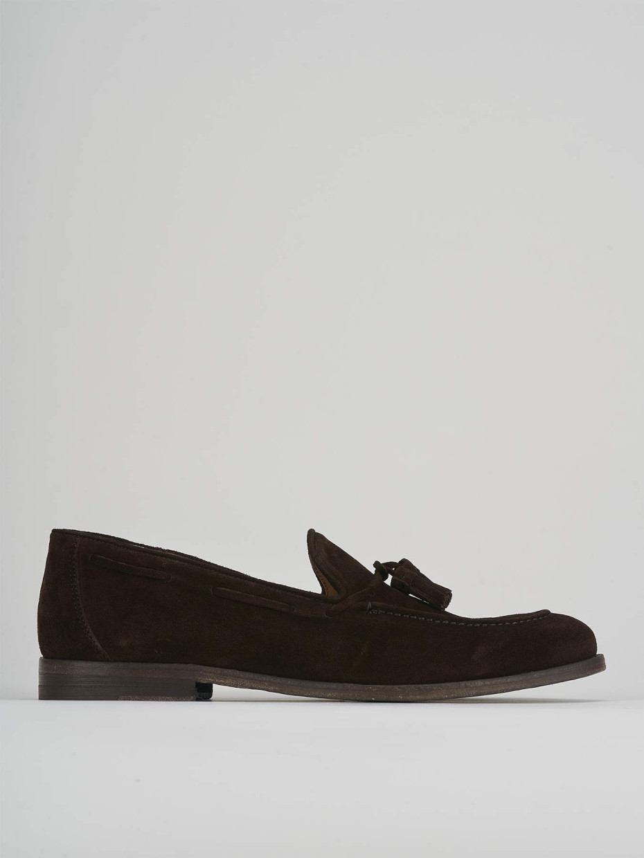 Loafers heel 2 cm dark brown suede