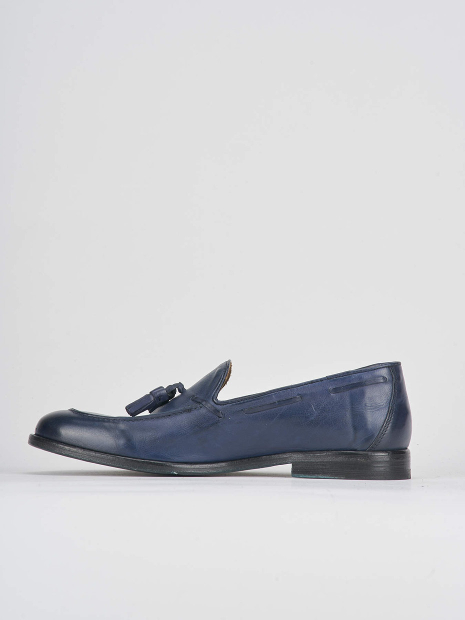 Loafers heel 2 cm blu leather