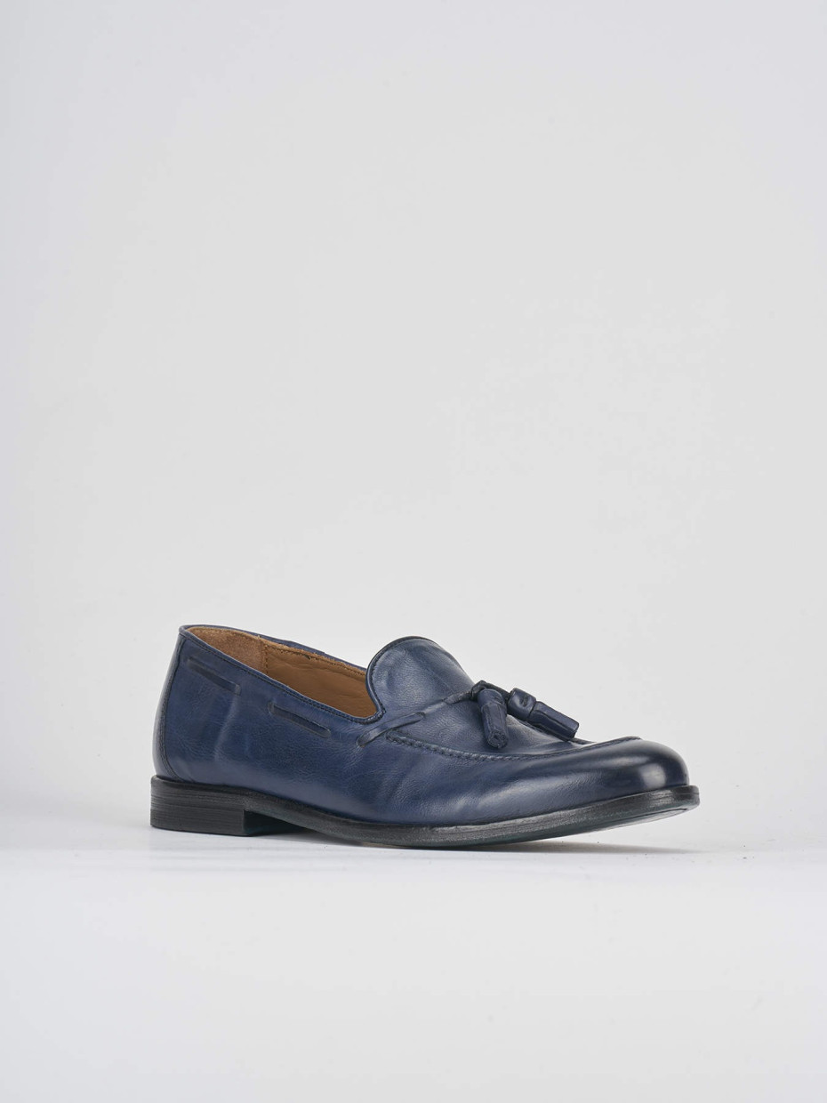 Loafers heel 2 cm blu leather