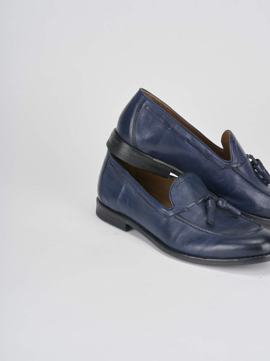 Loafers heel 2 cm blu leather