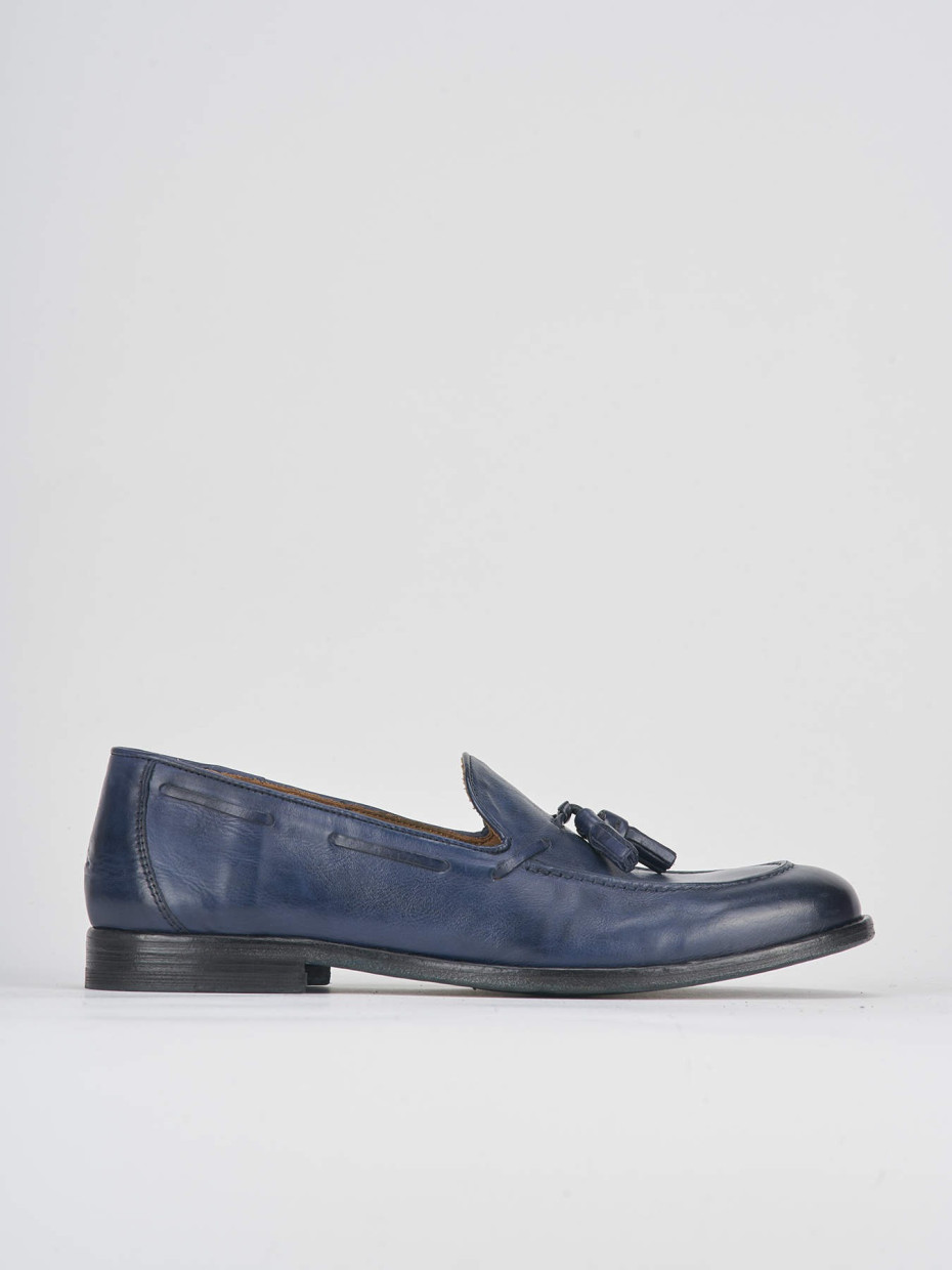 Loafers heel 2 cm blu leather