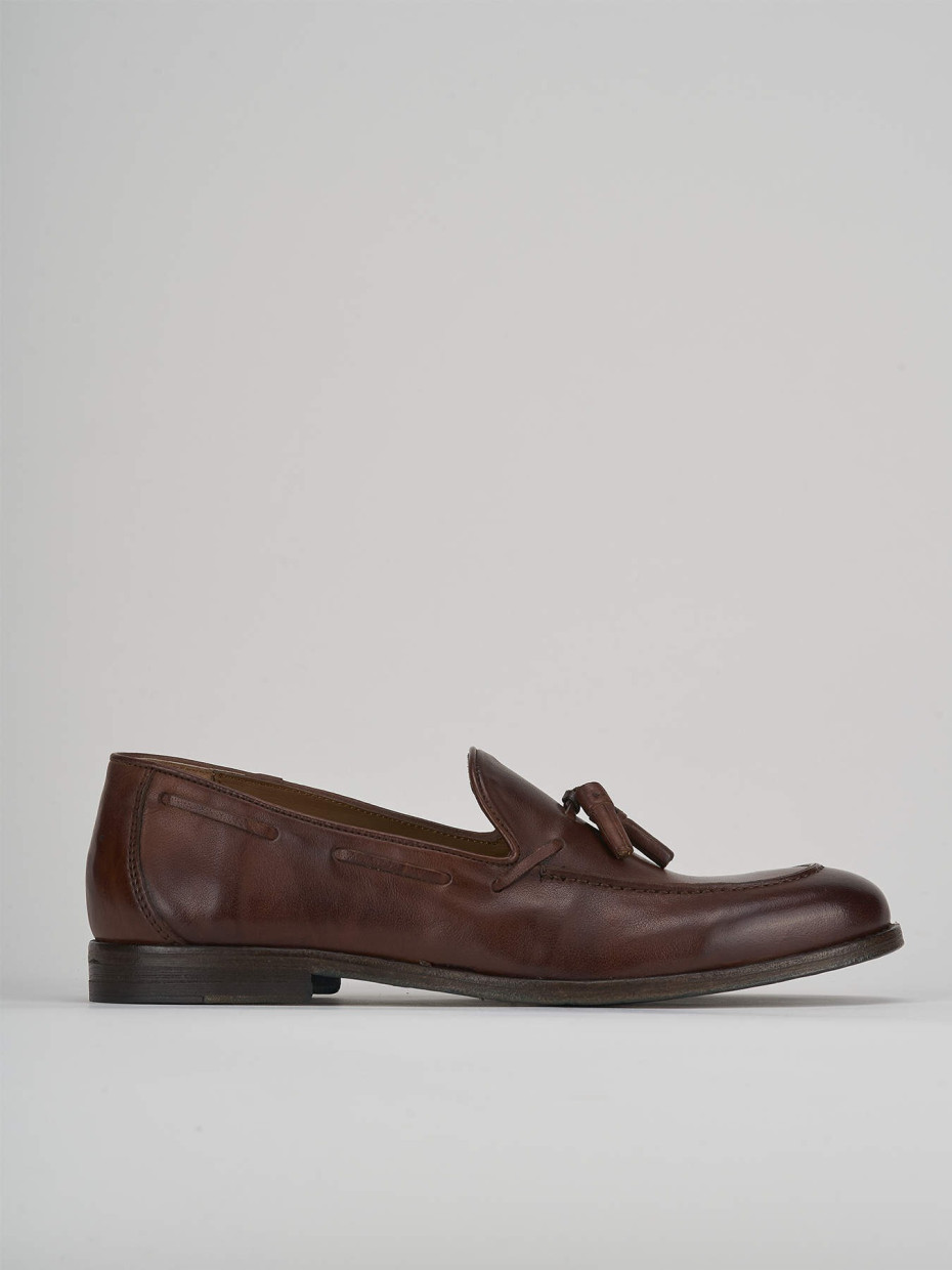 Loafers heel 2 cm brown leather