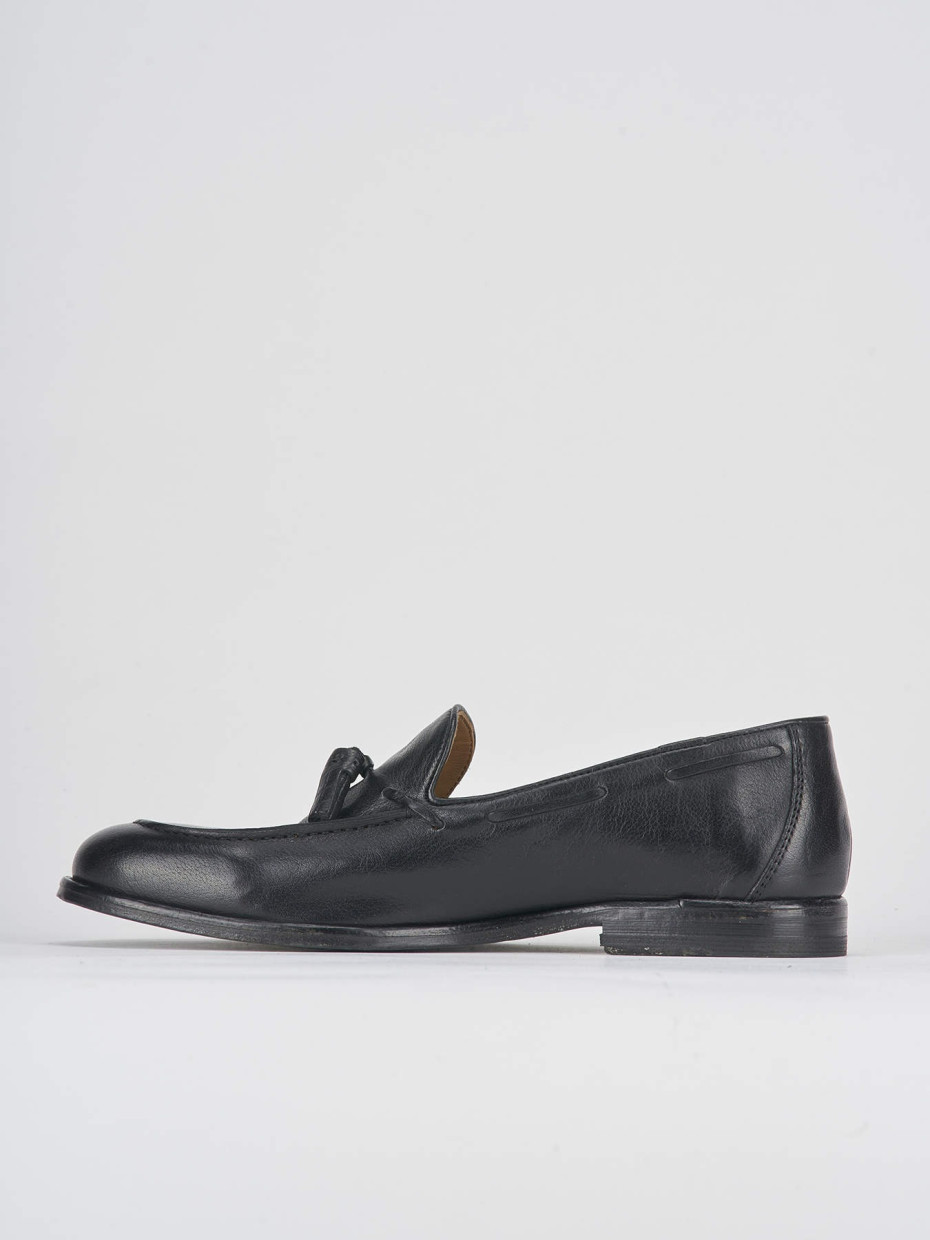 Loafers heel 2 cm black leather