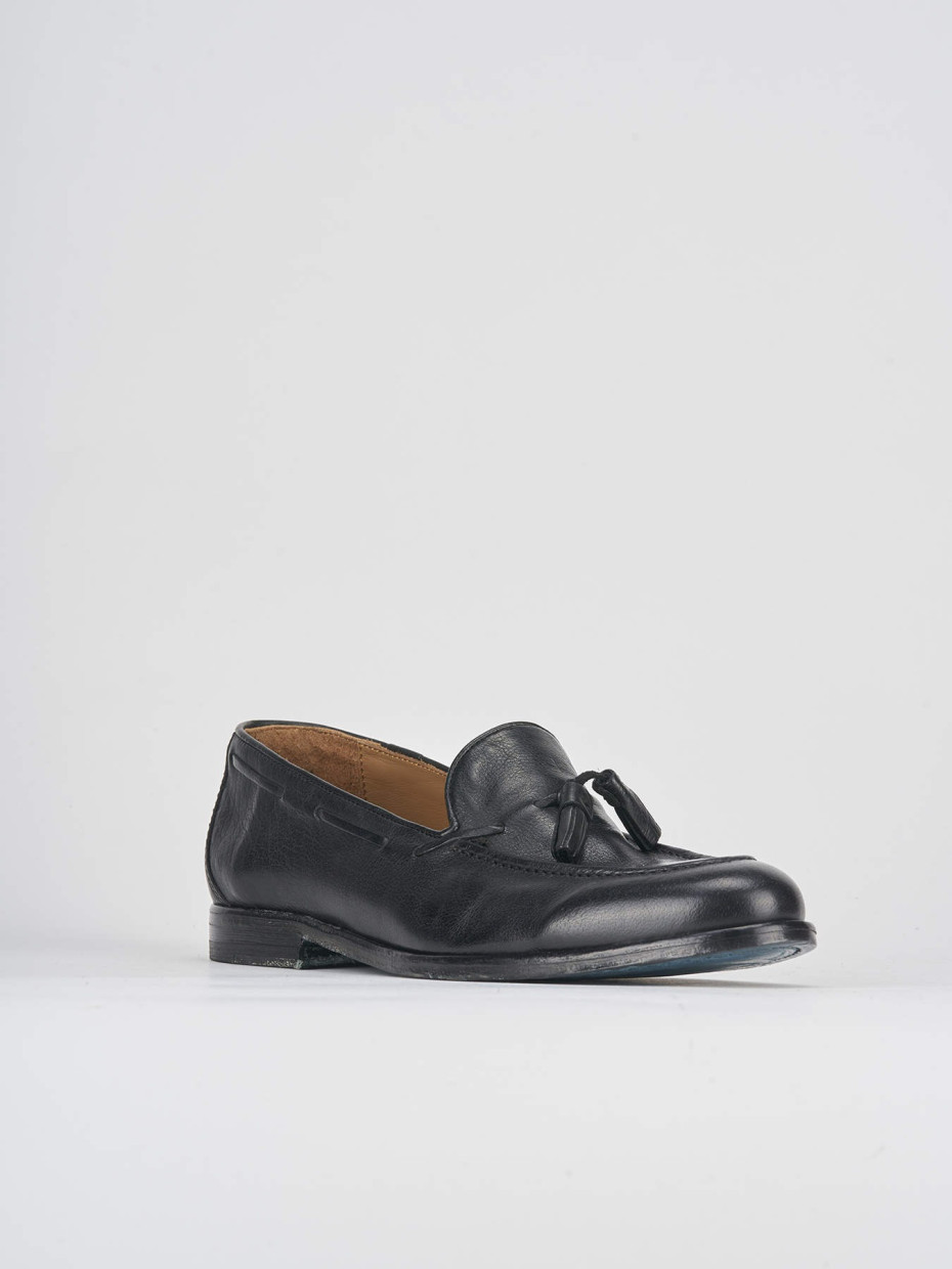 Loafers heel 2 cm black leather