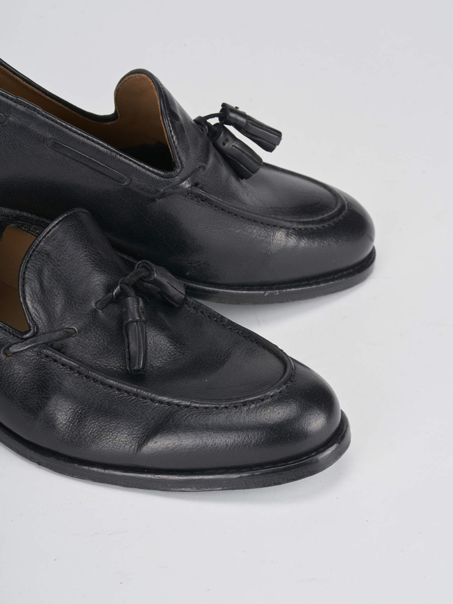 Loafers heel 2 cm black leather