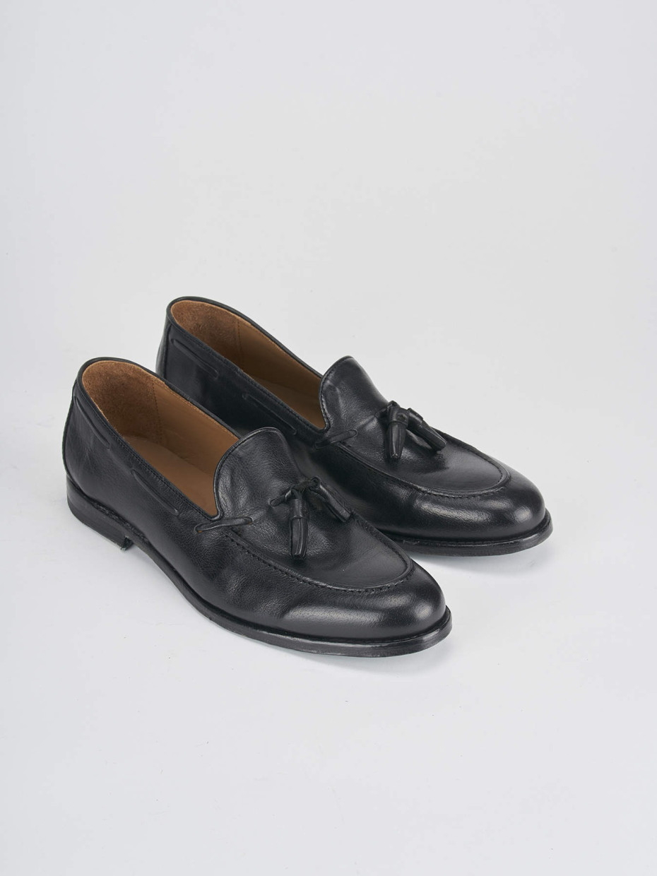 Loafers heel 2 cm black leather