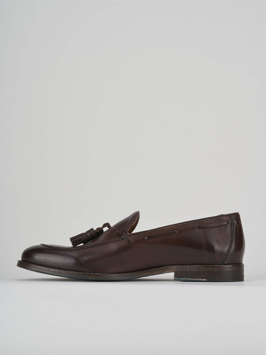 Loafers heel 2 cm dark brown leather