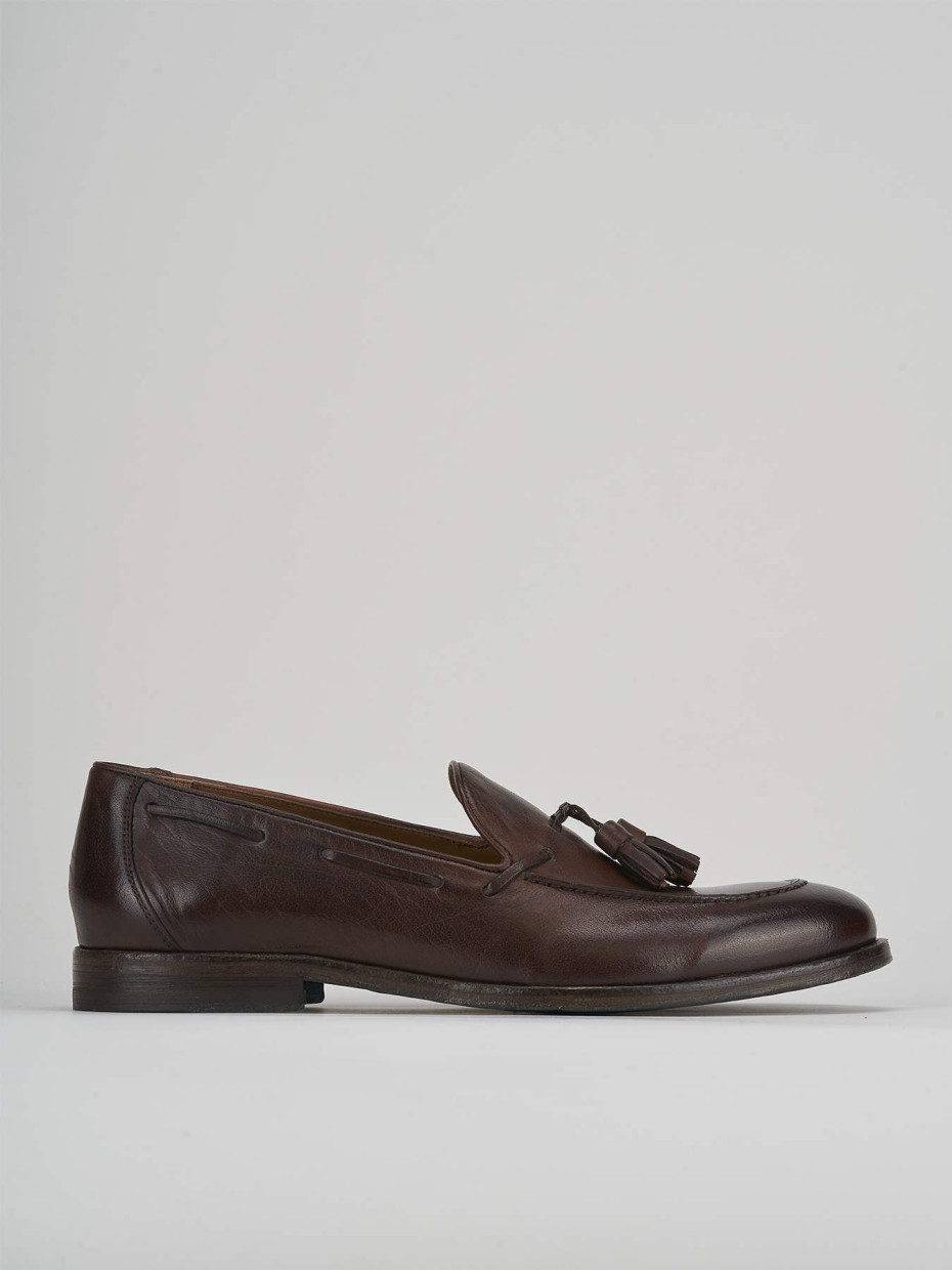 Loafers heel 2 cm dark brown leather