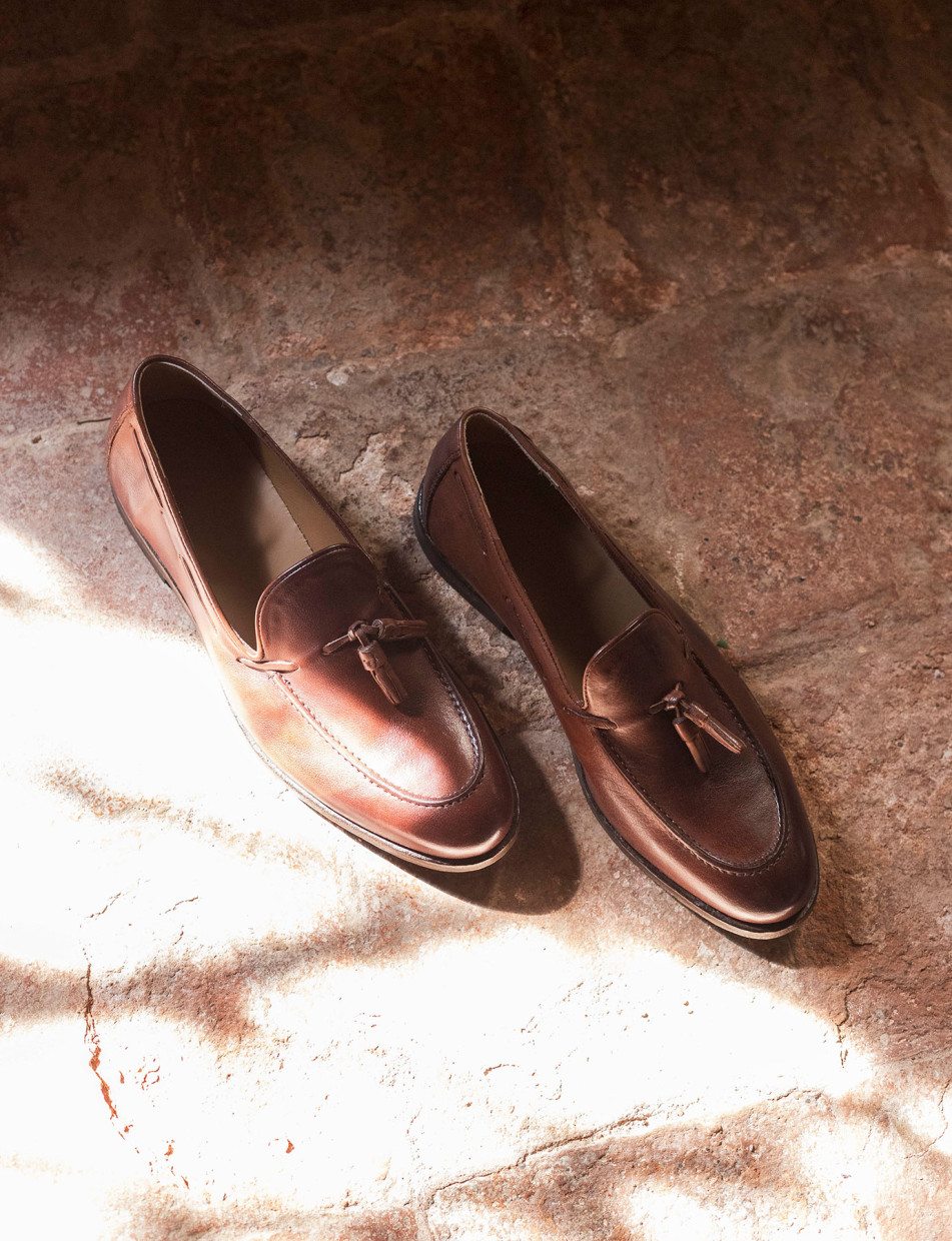 Loafers heel 2 cm dark brown leather