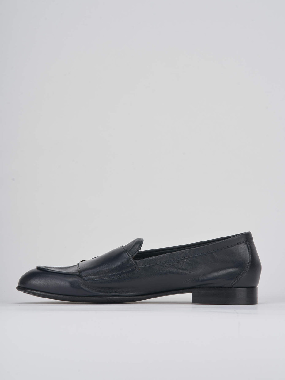 Loafers heel 1 cm blu leather